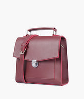 Burgundy push-lock messenger bag