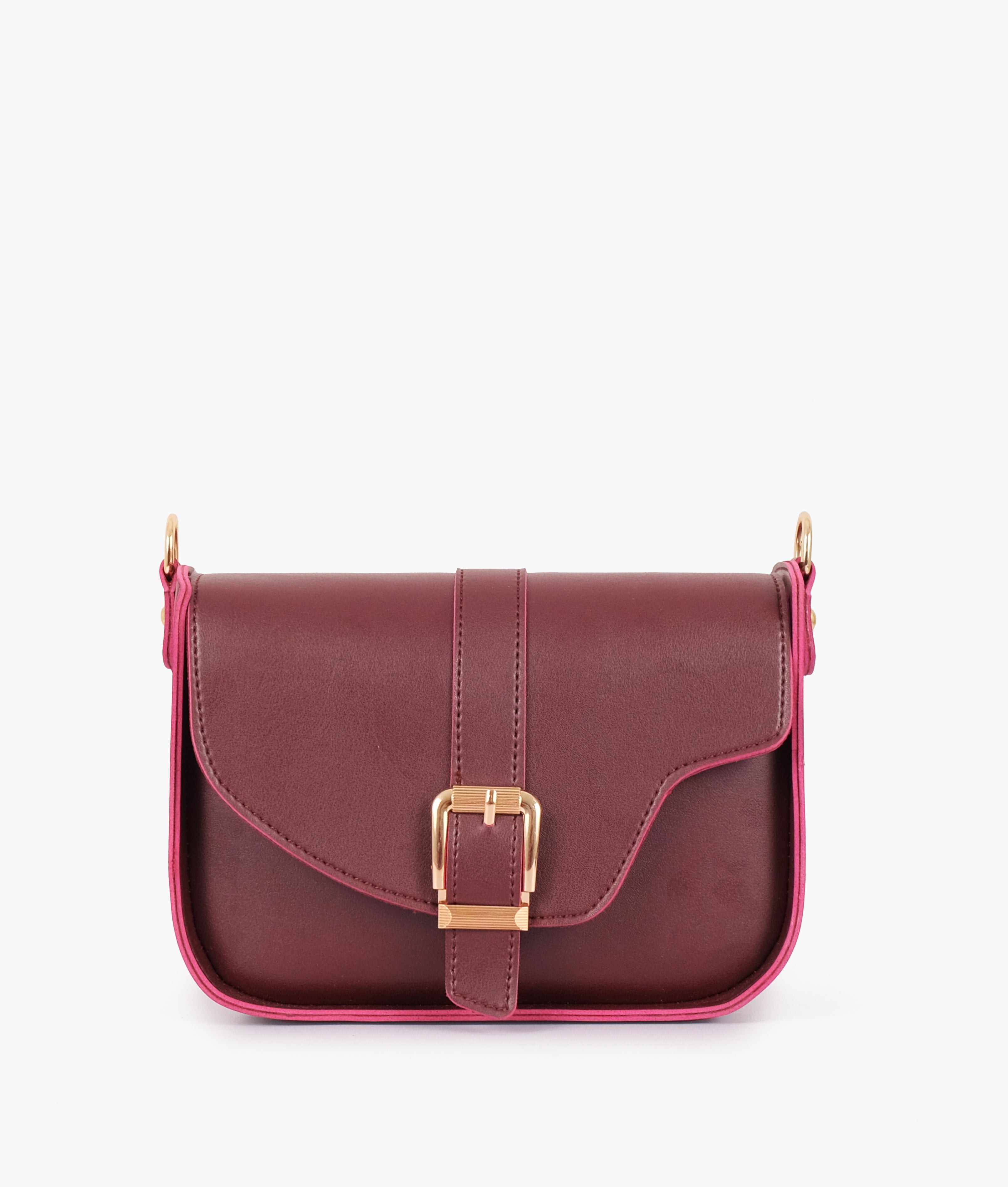 Burgundy saddle buckle bag