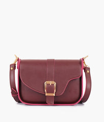 Burgundy saddle buckle bag