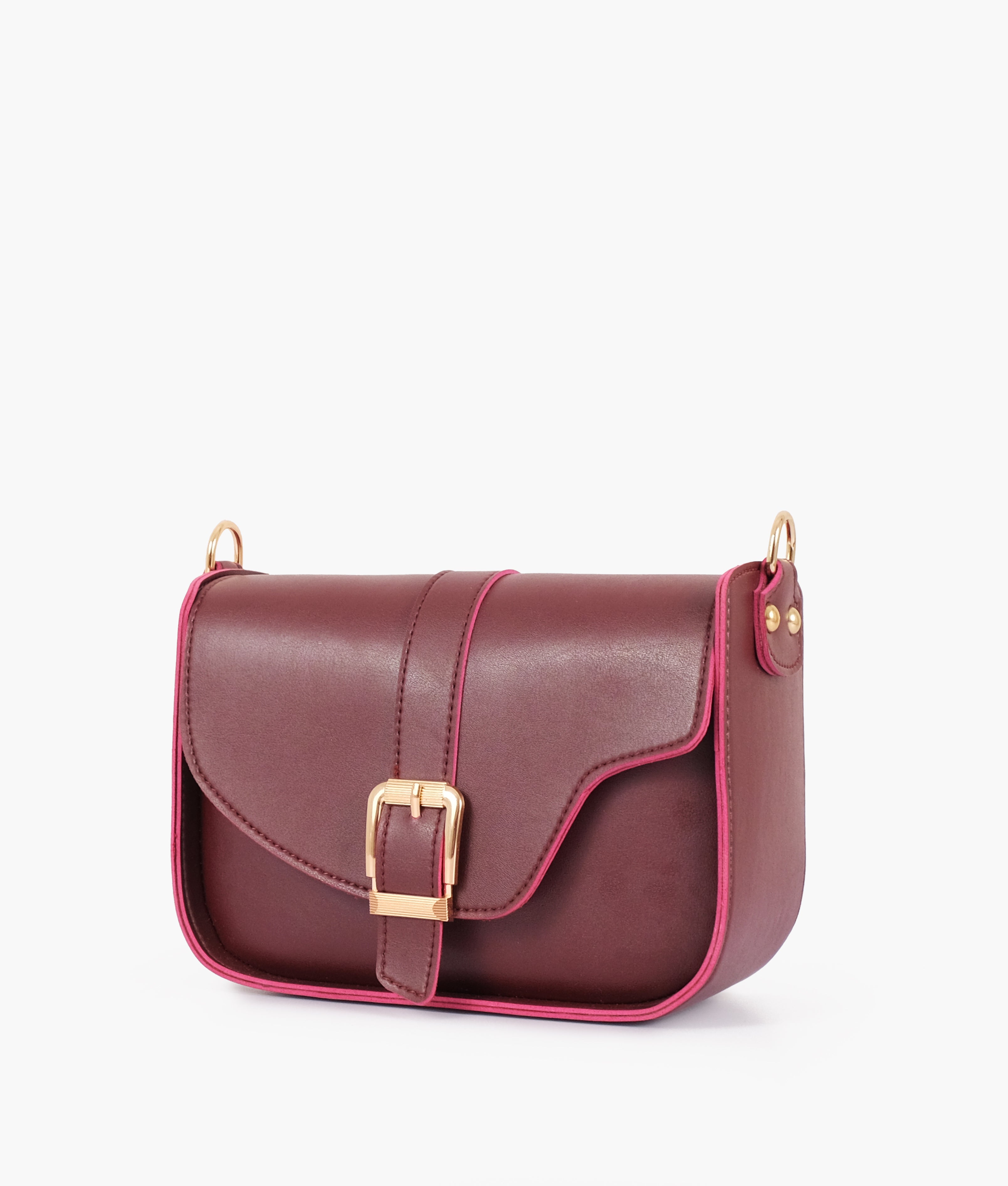 Burgundy saddle buckle bag