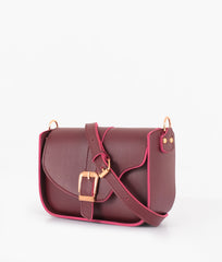 Burgundy saddle buckle bag