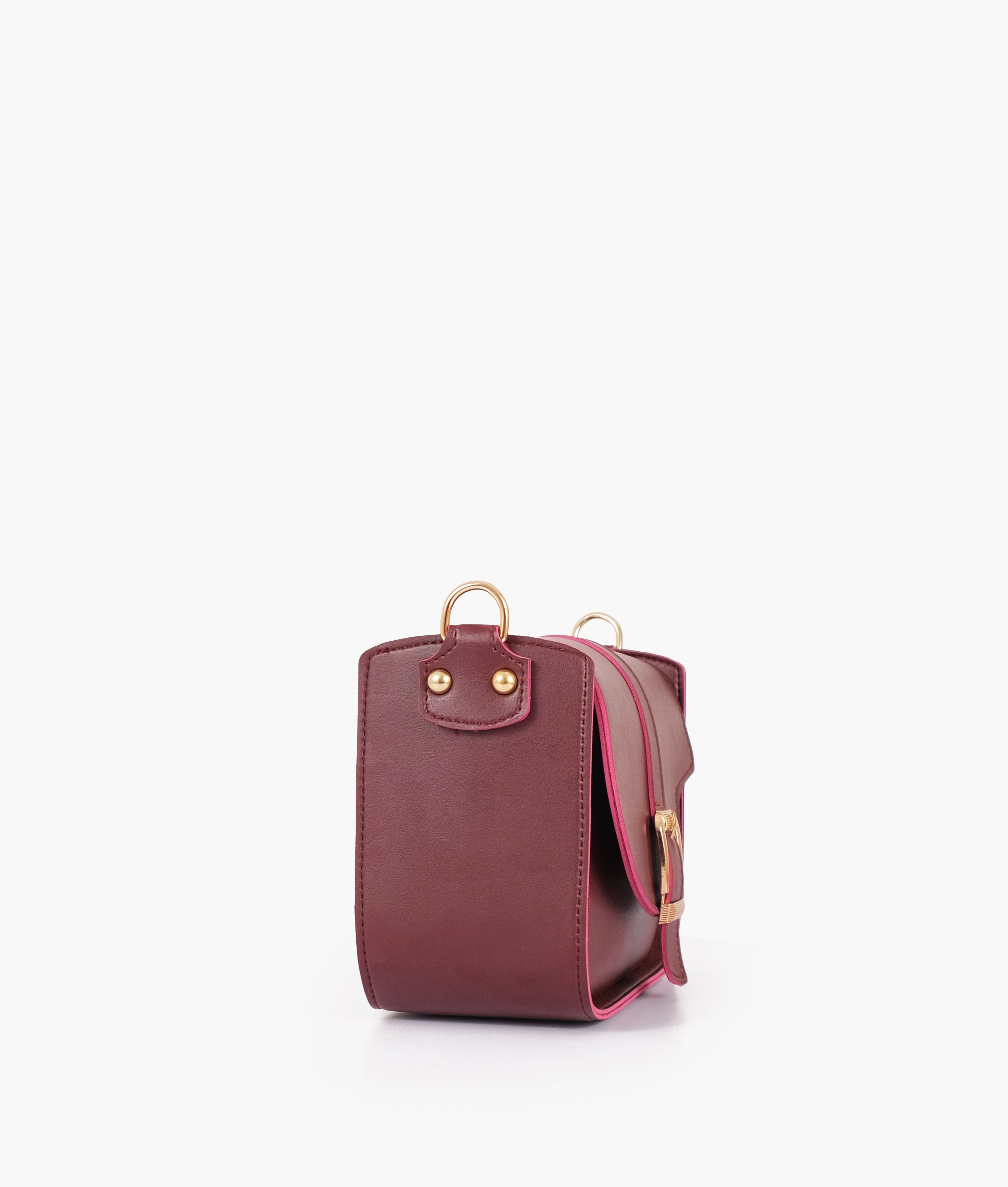 Burgundy saddle buckle bag