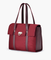 Burgundy suede carry-all satchel bag