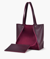 Burgundy suede shopping tote bag
