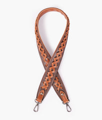 Dark brown and brown zig-zag weave strap add-on