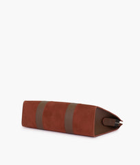 Dark brown suede laptop bag with sleeve