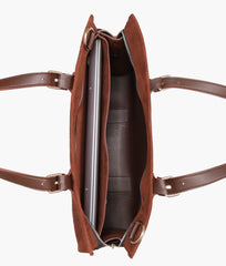 Dark brown suede laptop bag with sleeve