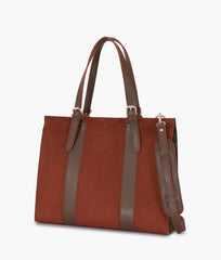 Dark brown suede laptop bag with sleeve