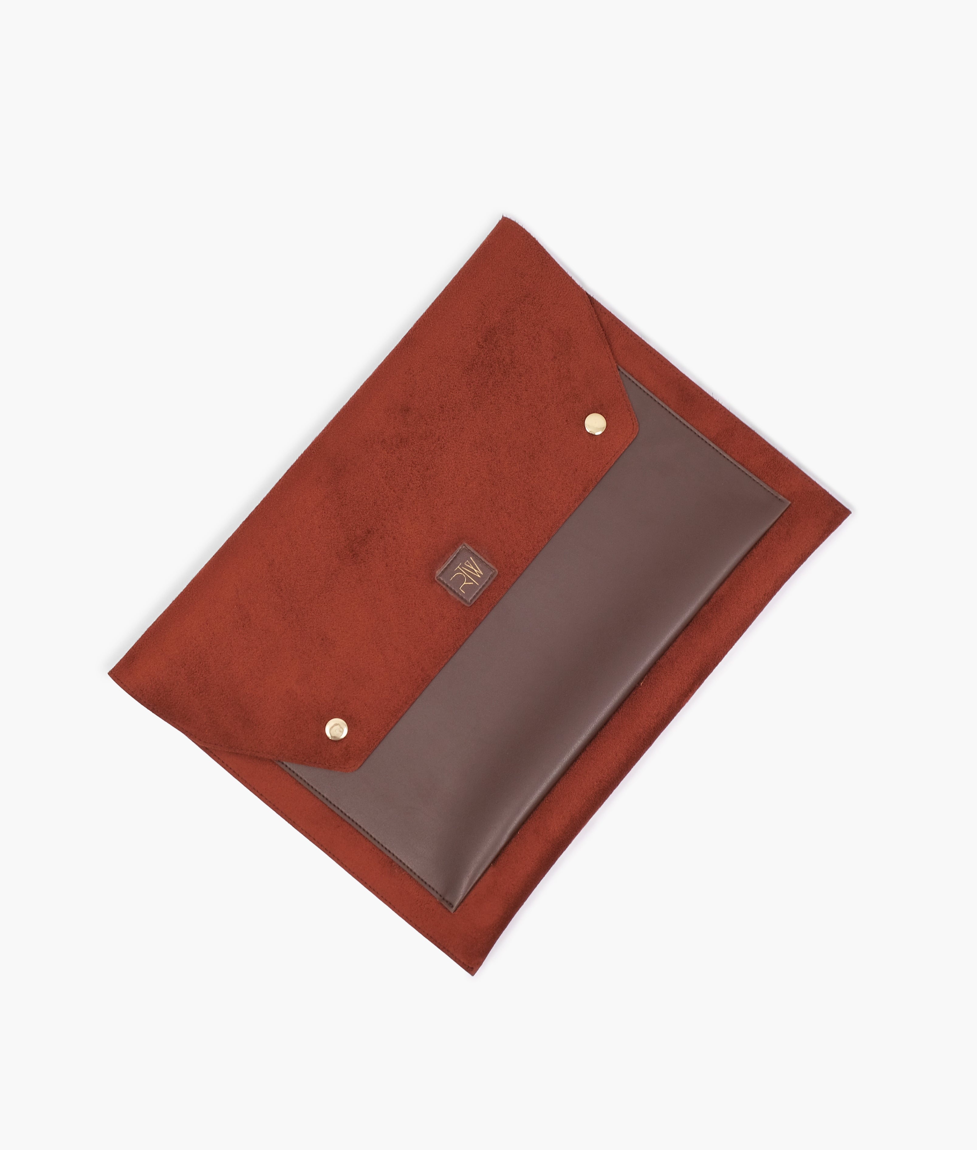 Dark brown suede laptop sleeve 17"