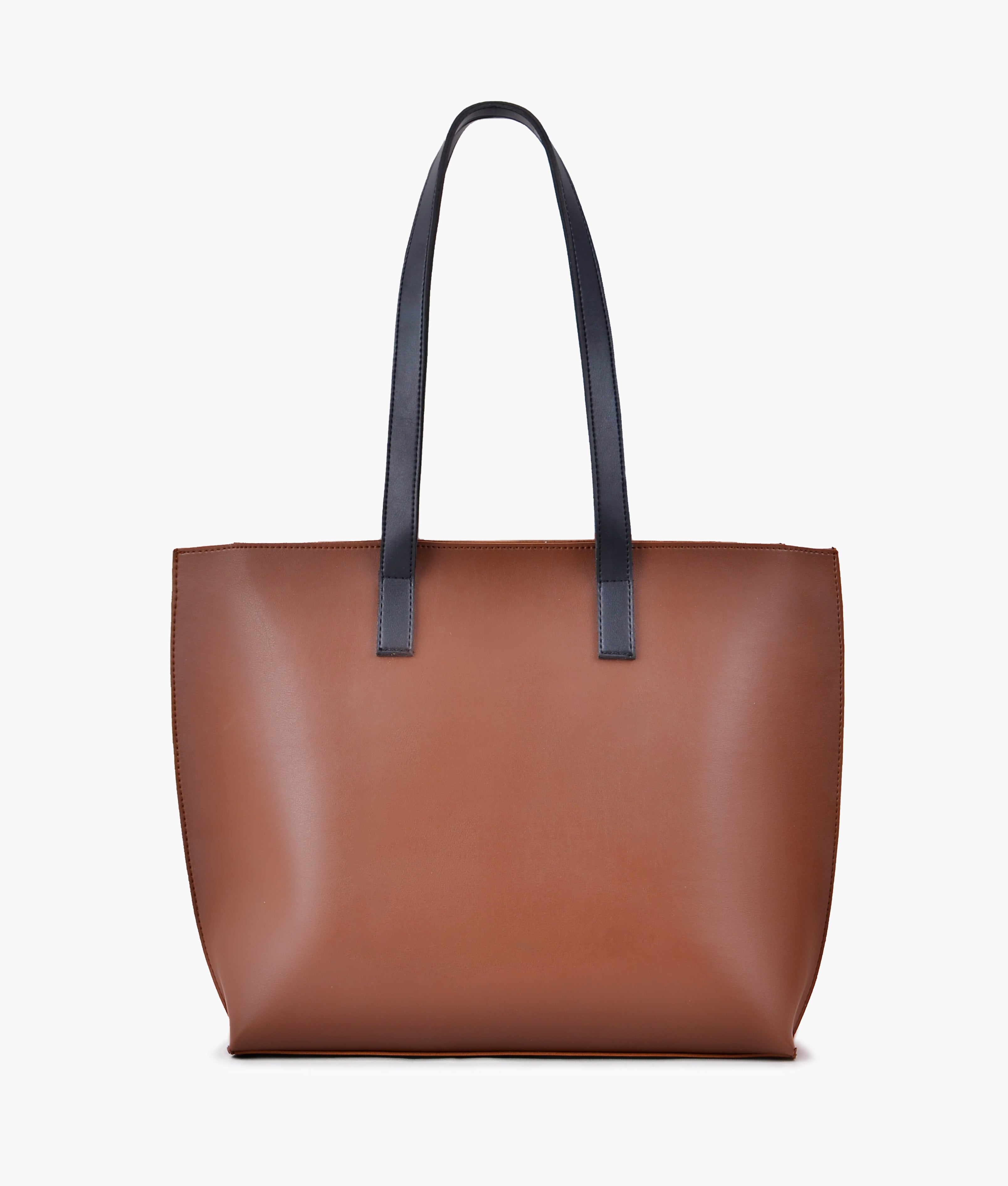 Horse brown with black long handle tote bag