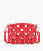 Red rivet cross-body bag