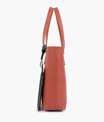 Rust tote bag with detachable pouch