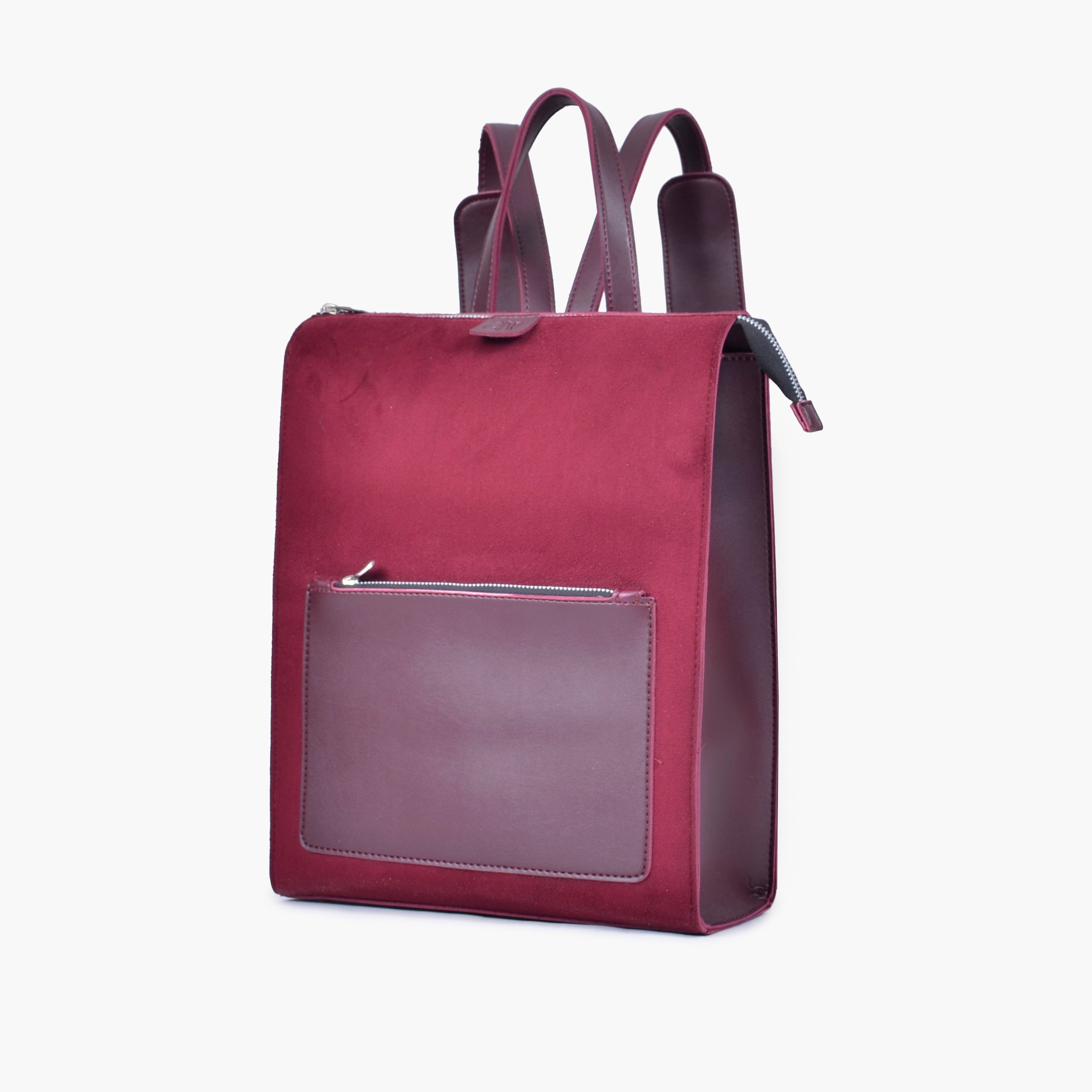 Burgundy suede adventure backpack