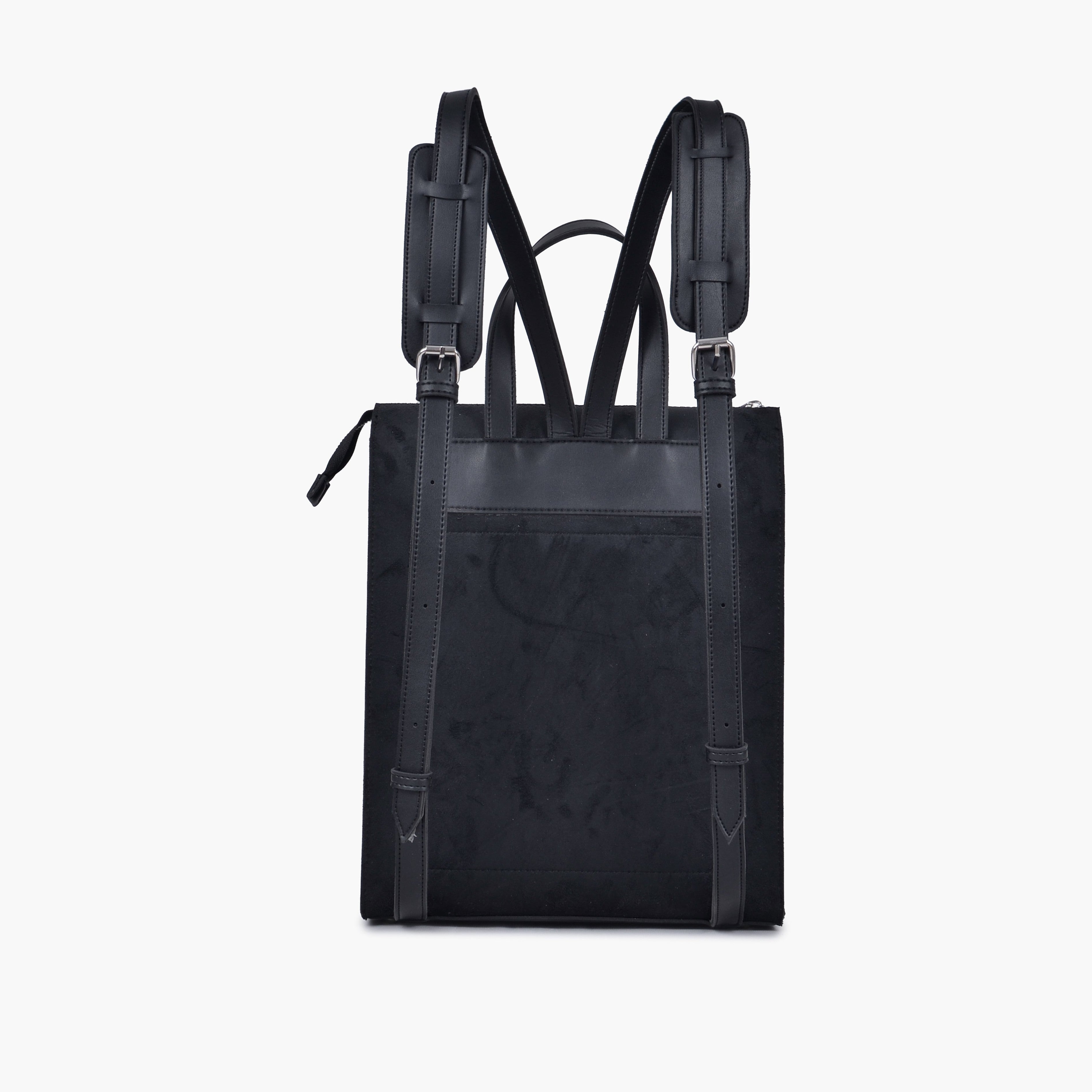 Black suede adventure backpack