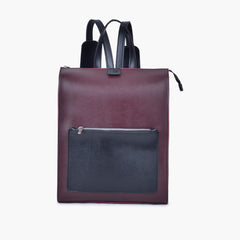Burgundy and black adventure backpack