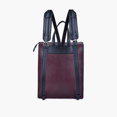 Burgundy and black adventure backpack
