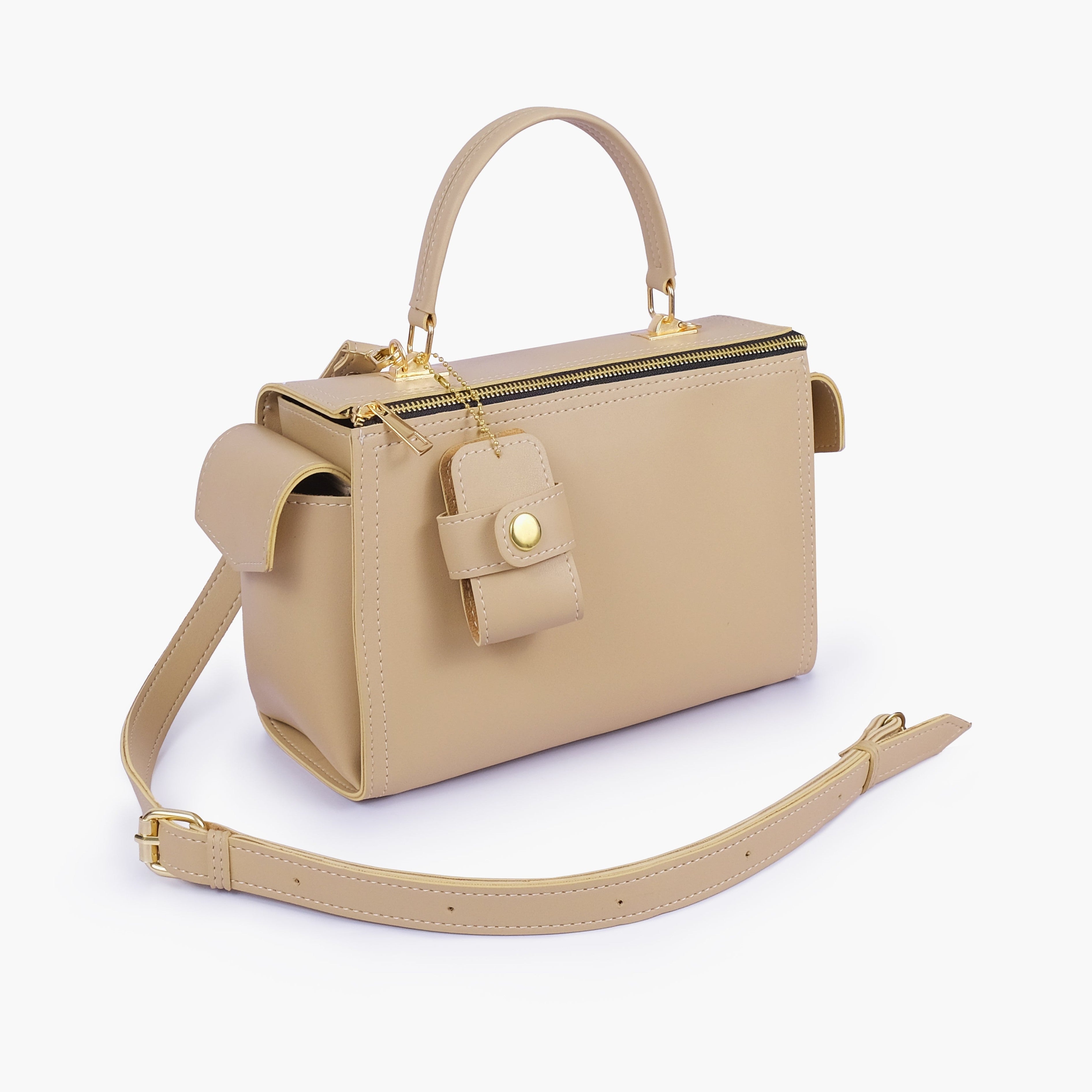 Off-white bowling bag with top-handle