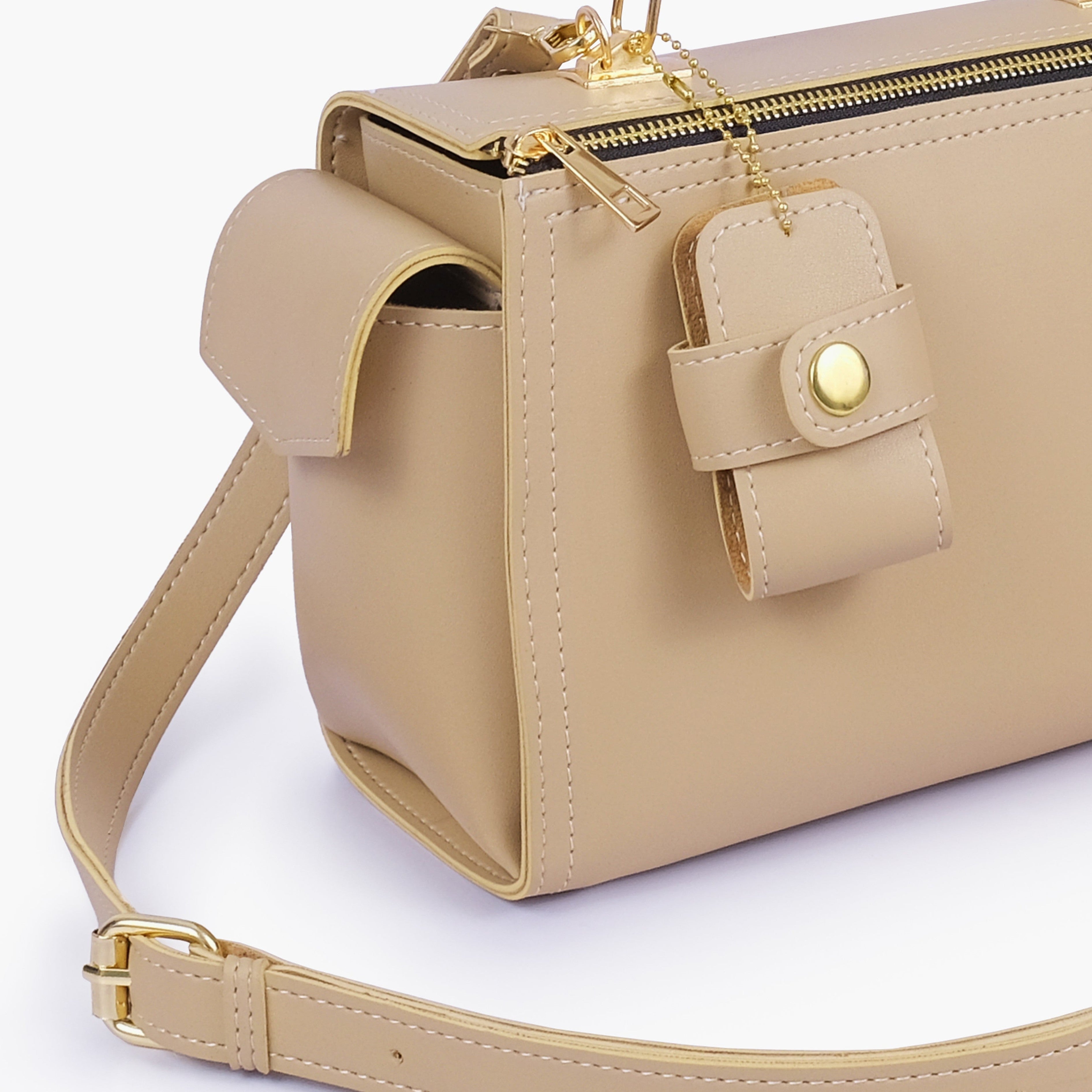 Off-white bowling bag with top-handle