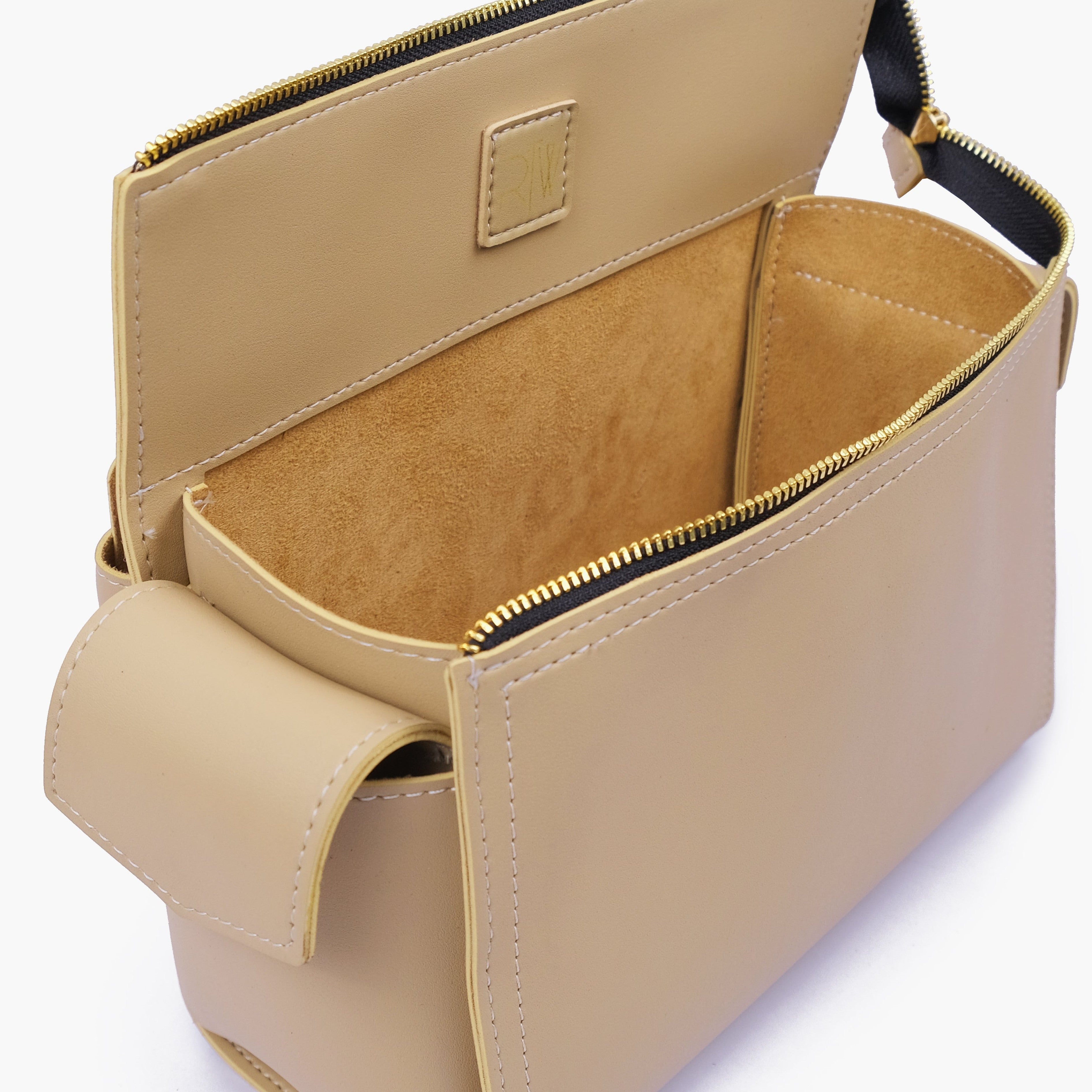 Off-white bowling bag with top-handle