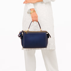 Blue bowling bag with top-handle