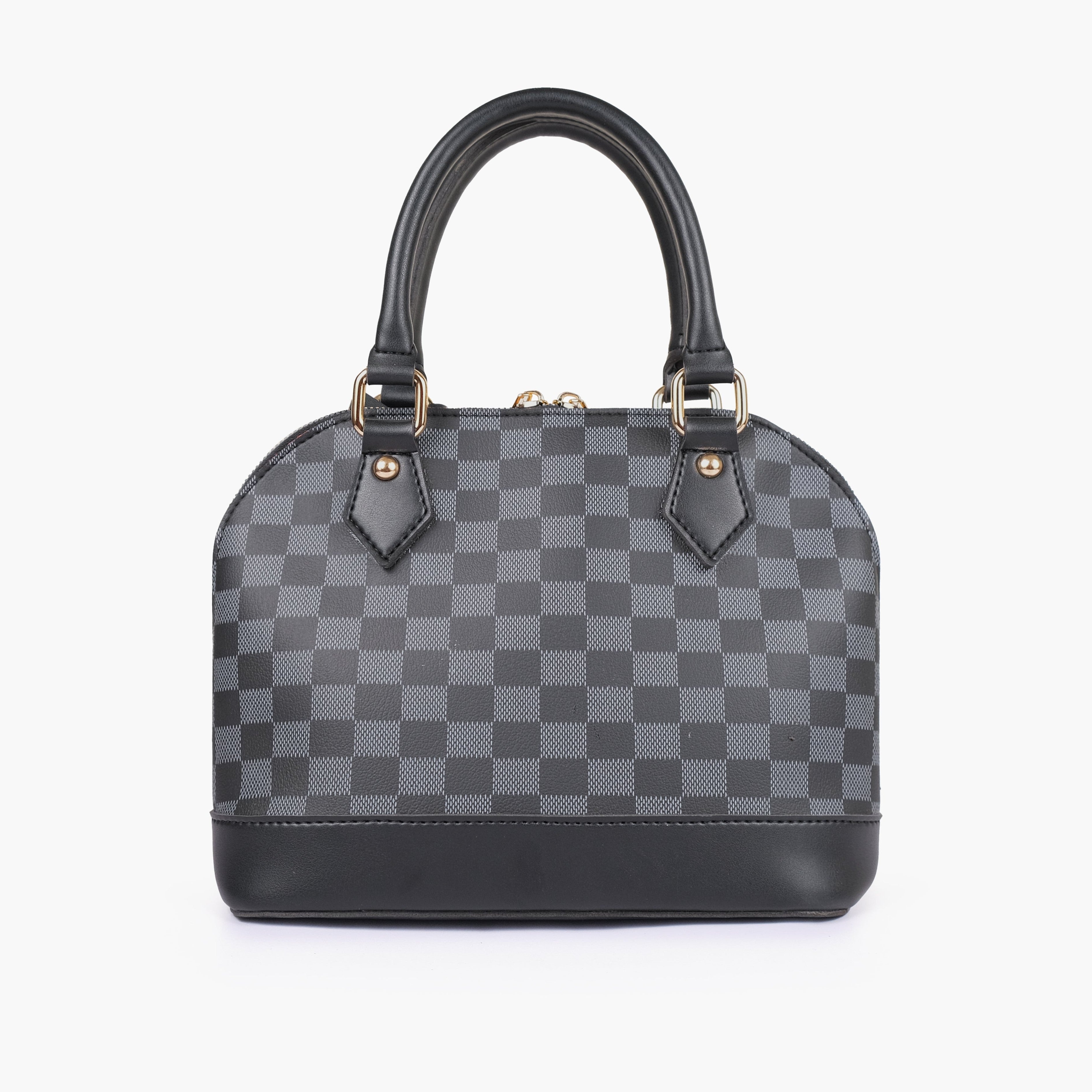 Black dome satchel handbag