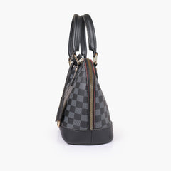 Black dome satchel handbag