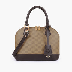 Brown dome satchel handbag