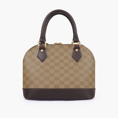 Brown dome satchel handbag