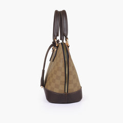 Brown dome satchel handbag
