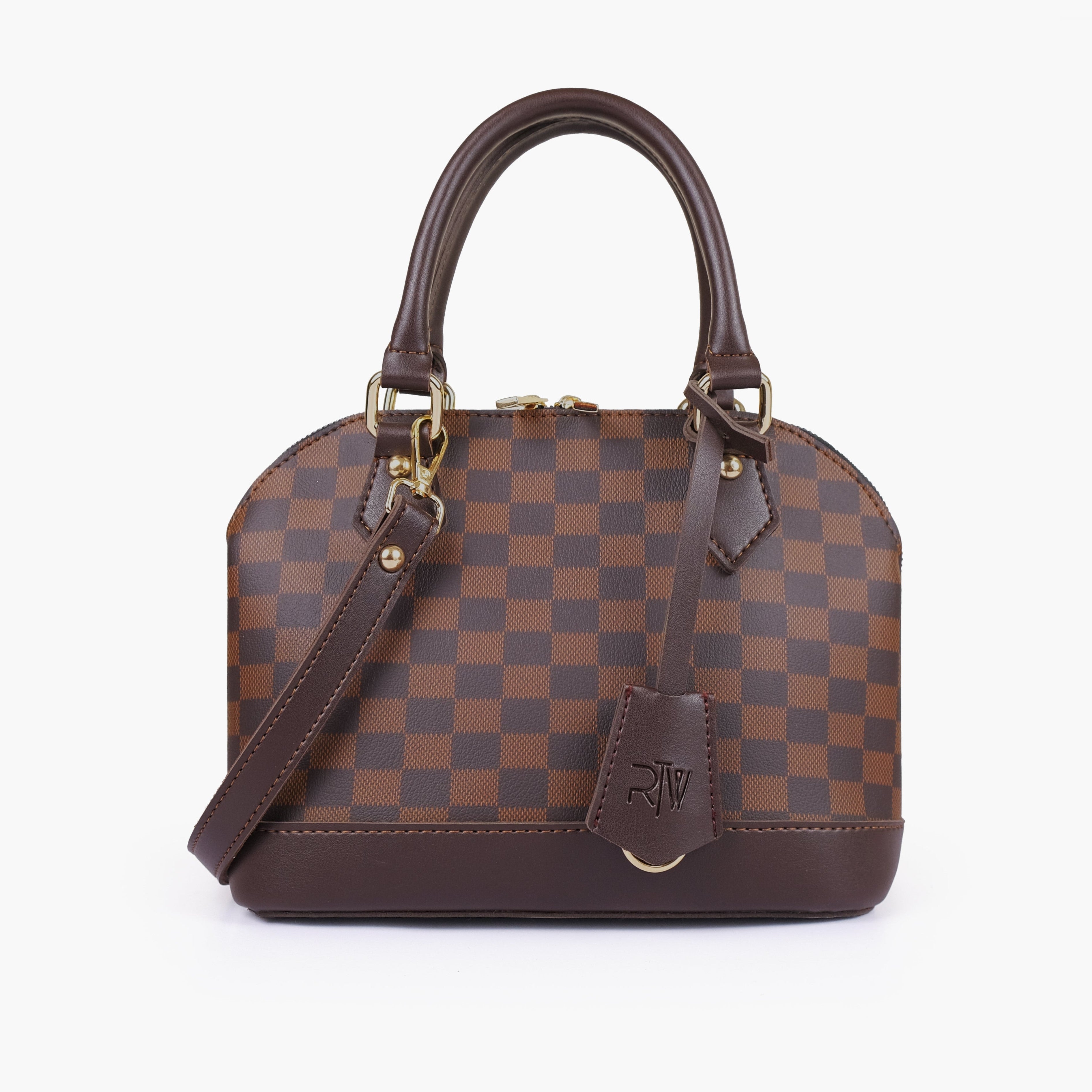 Dark brown dome satchel handbag