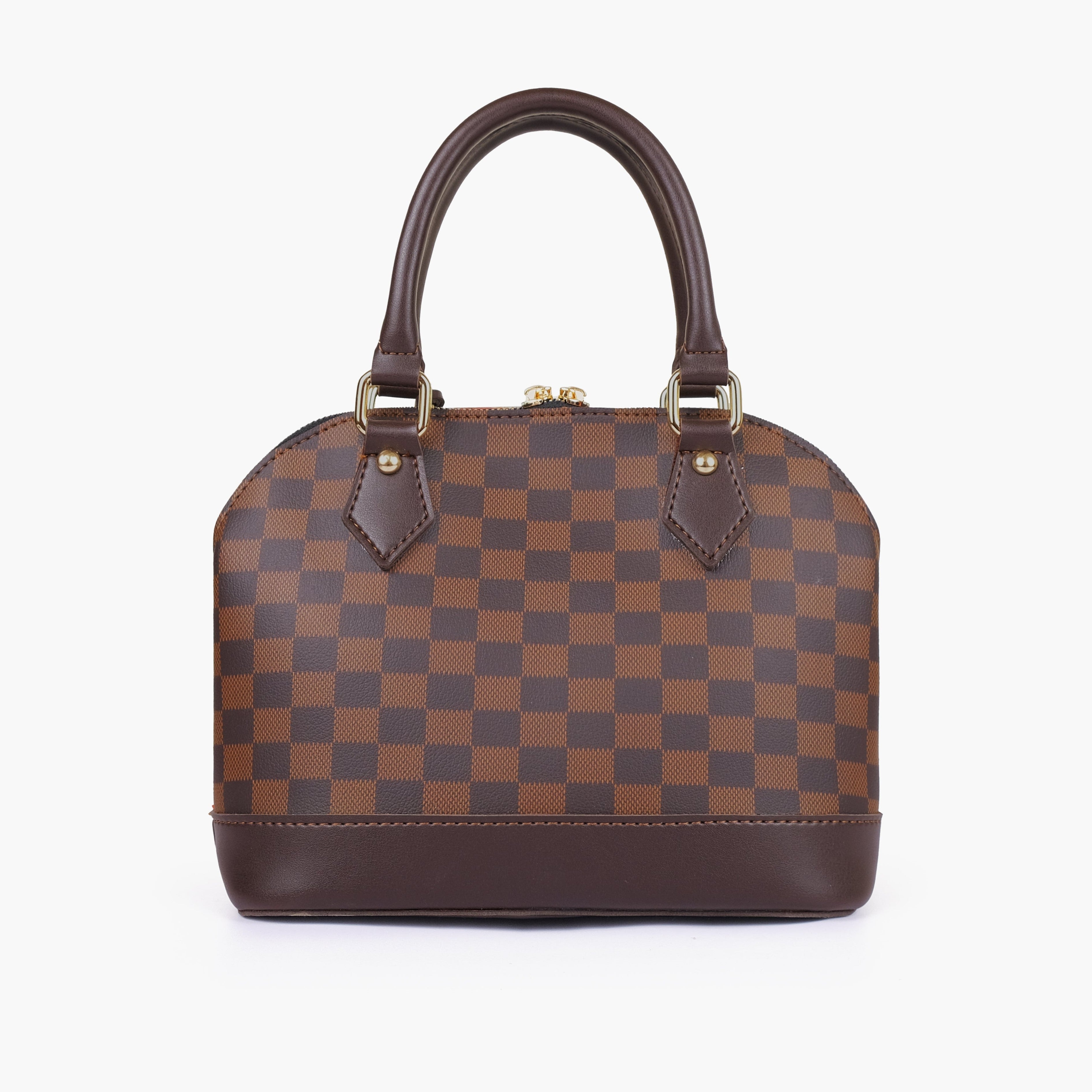 Dark brown dome satchel handbag