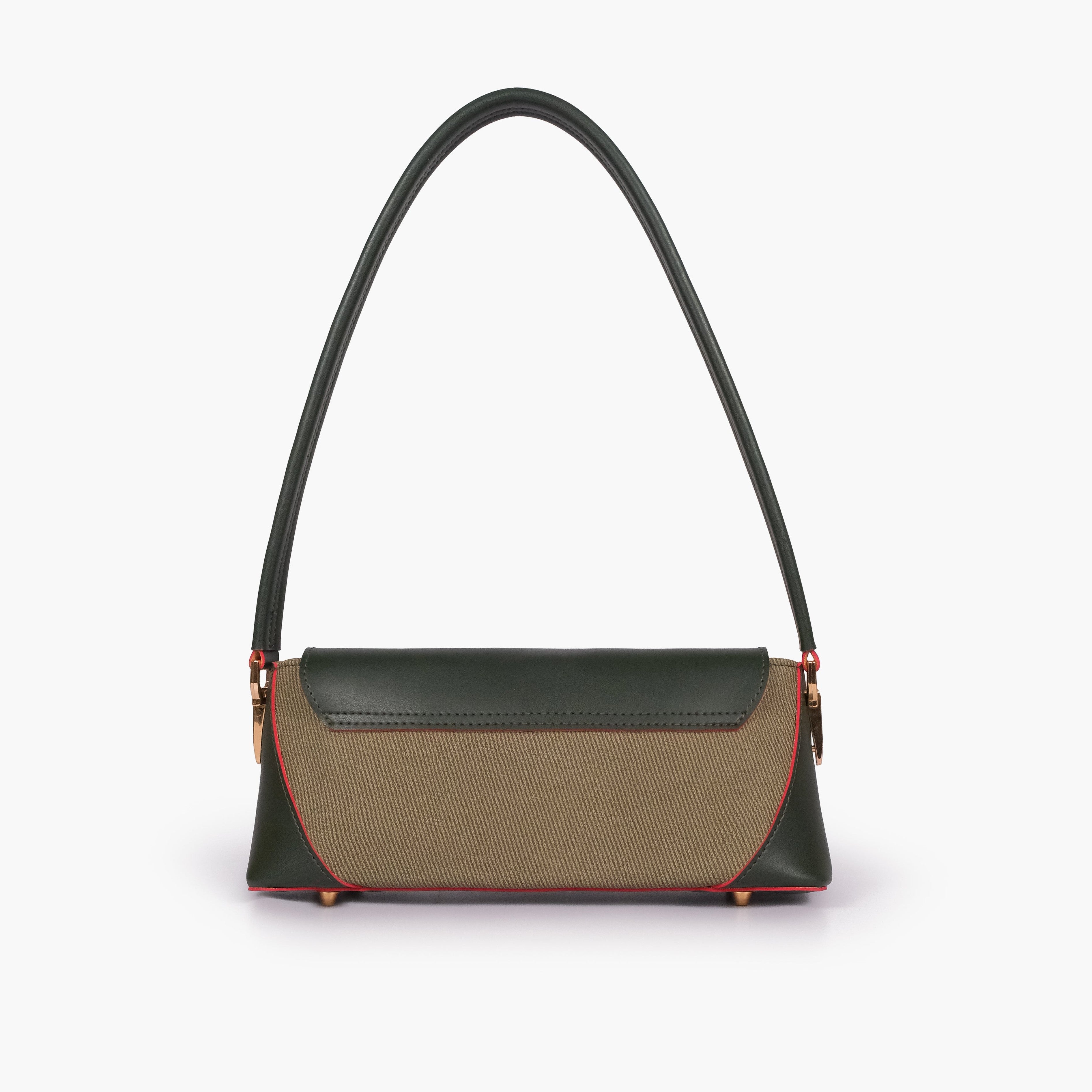 Green baguette shoulder bag