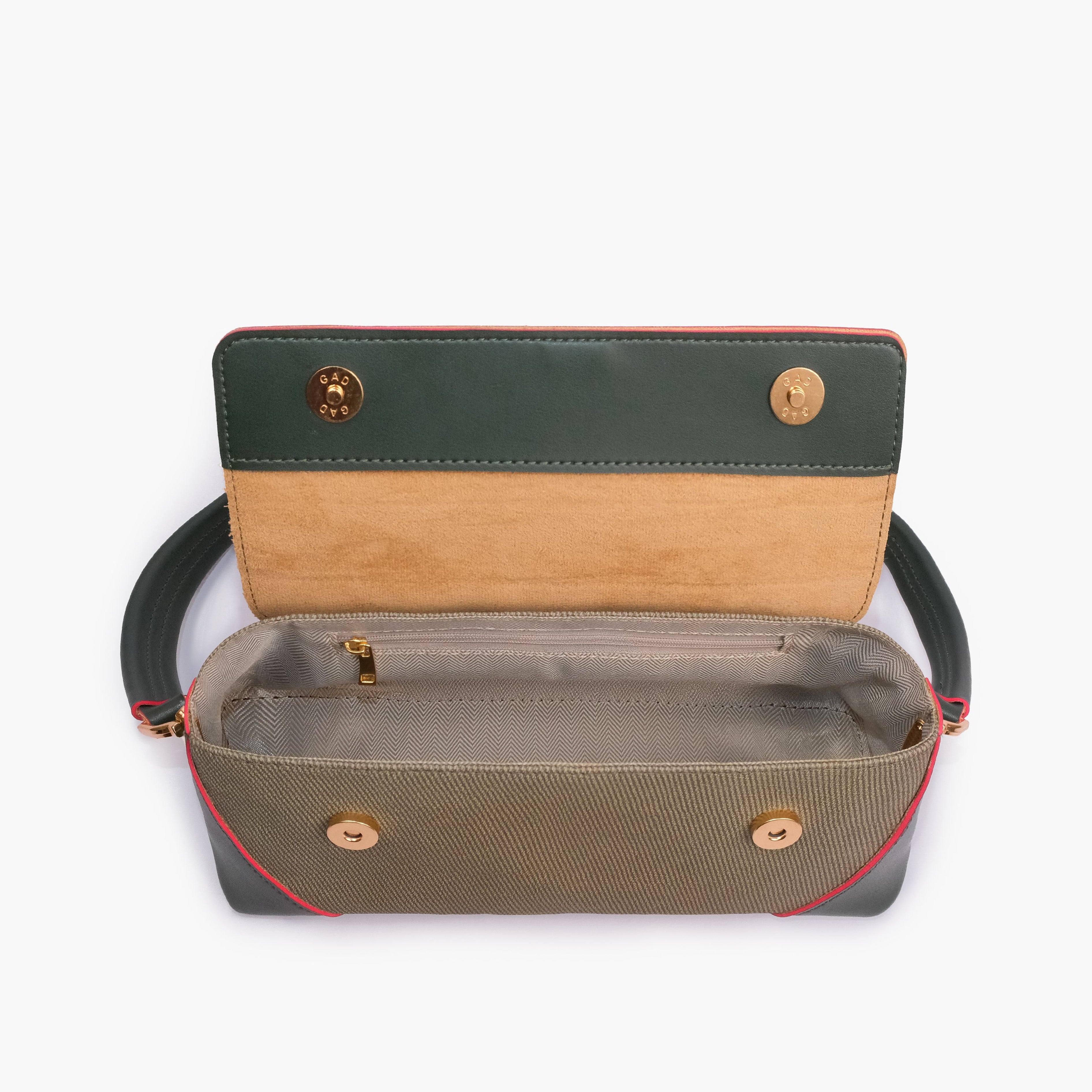 Green baguette shoulder bag