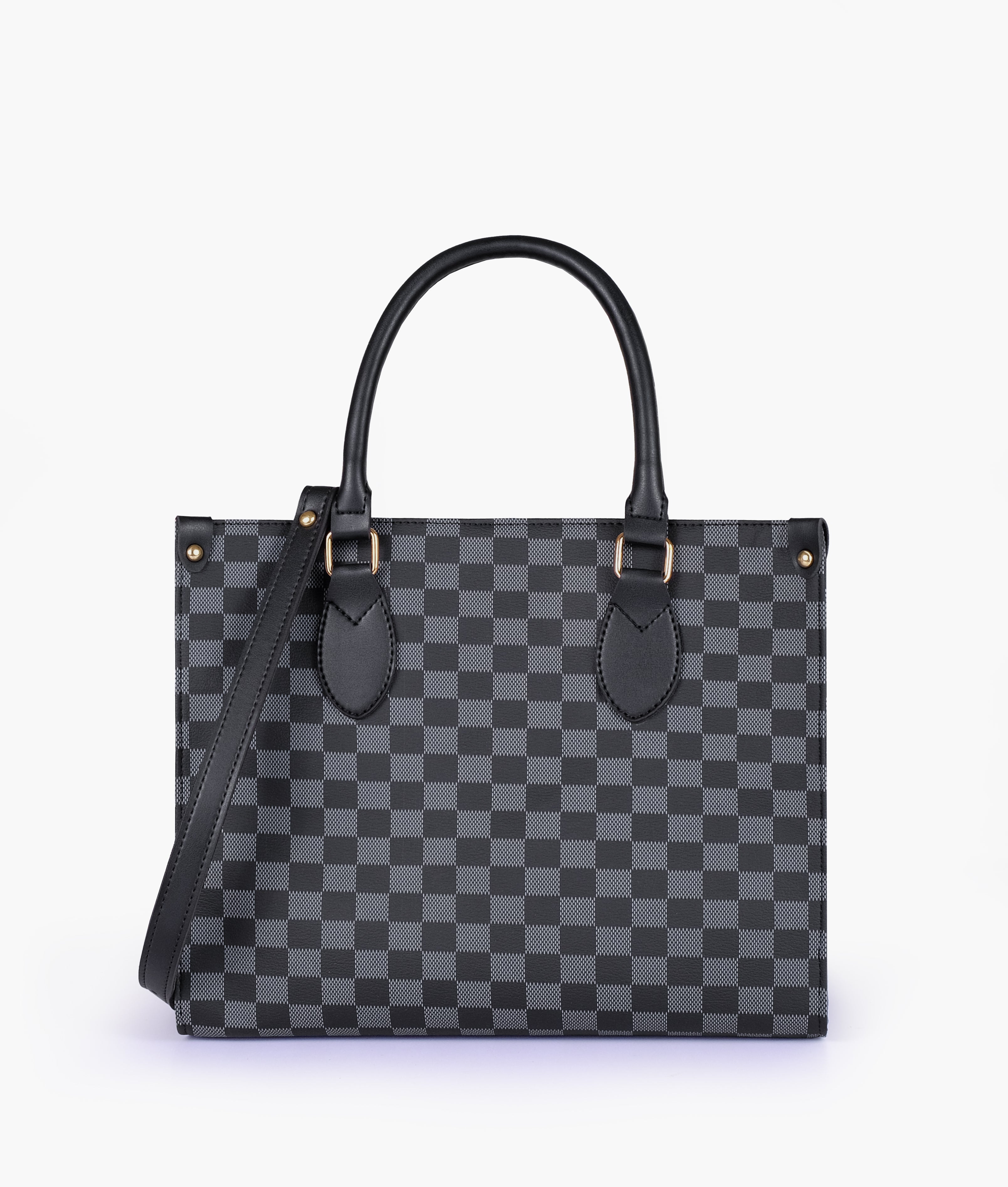 Black checkered everywear handbag