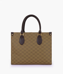 Brown checkered everywear handbag