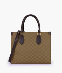 Brown checkered everywear handbag