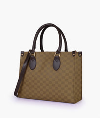 Brown checkered everywear handbag