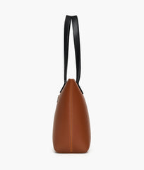 Horse brown with black long handle tote bag