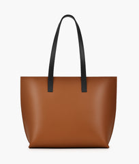 Horse brown with black long handle tote bag