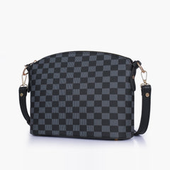Black checkered dome cross-body bag
