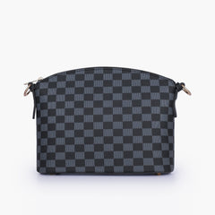 Black checkered dome cross-body bag