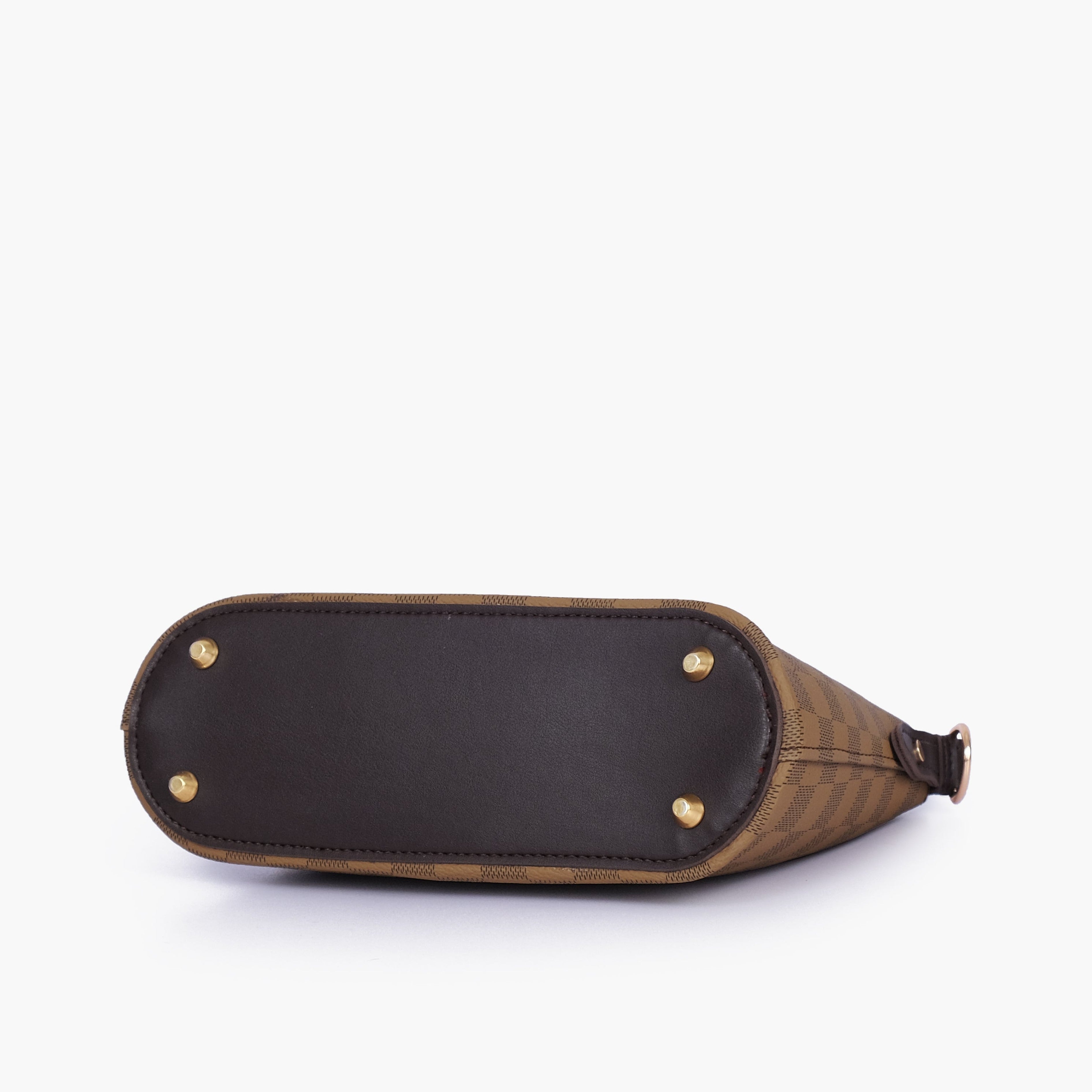 Brown checkered dome cross-body bag