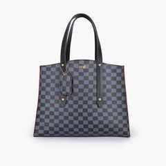 Black checkered multi compartment satchel bag