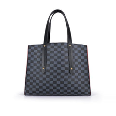 Black checkered multi compartment satchel bag