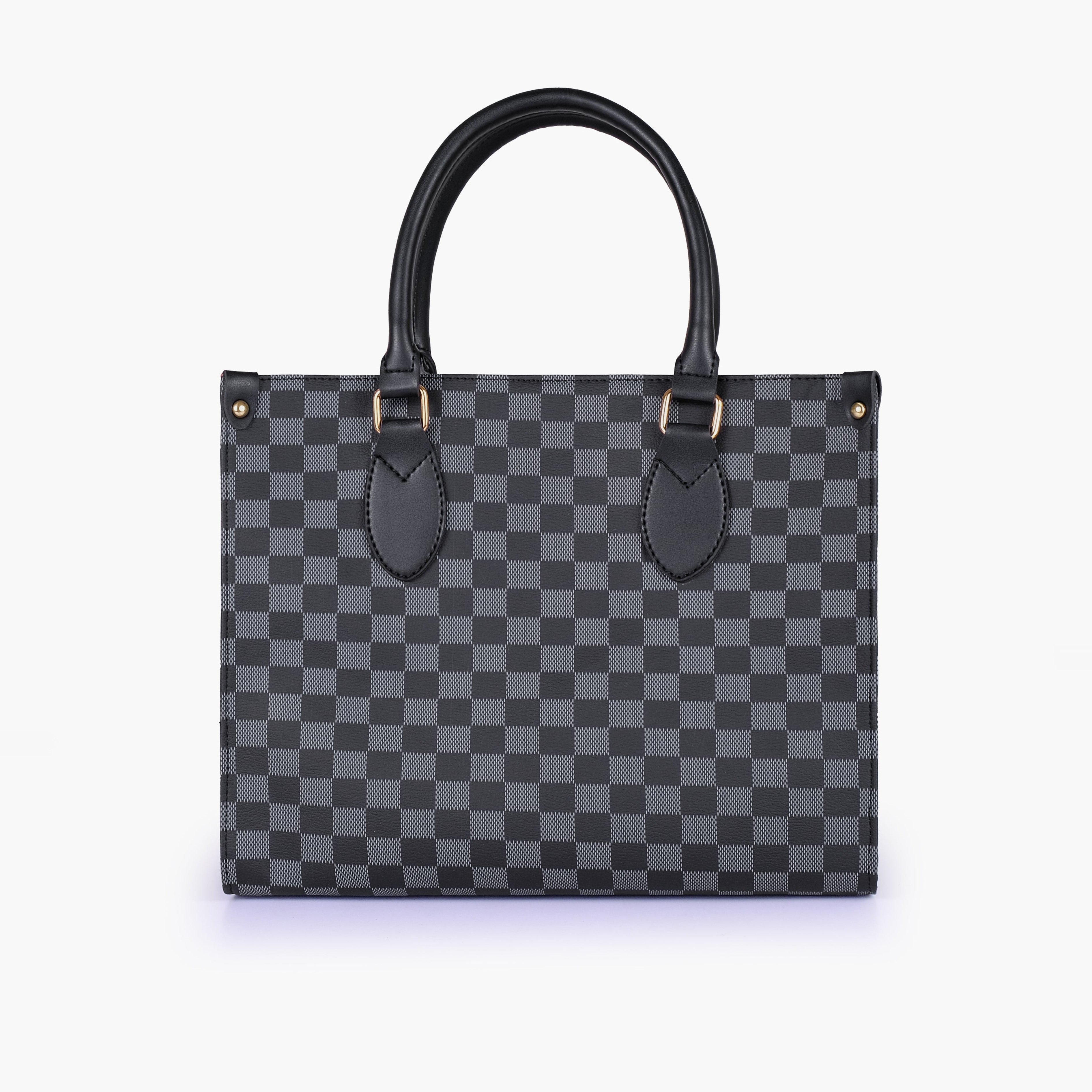 Black checkered everywear handbag