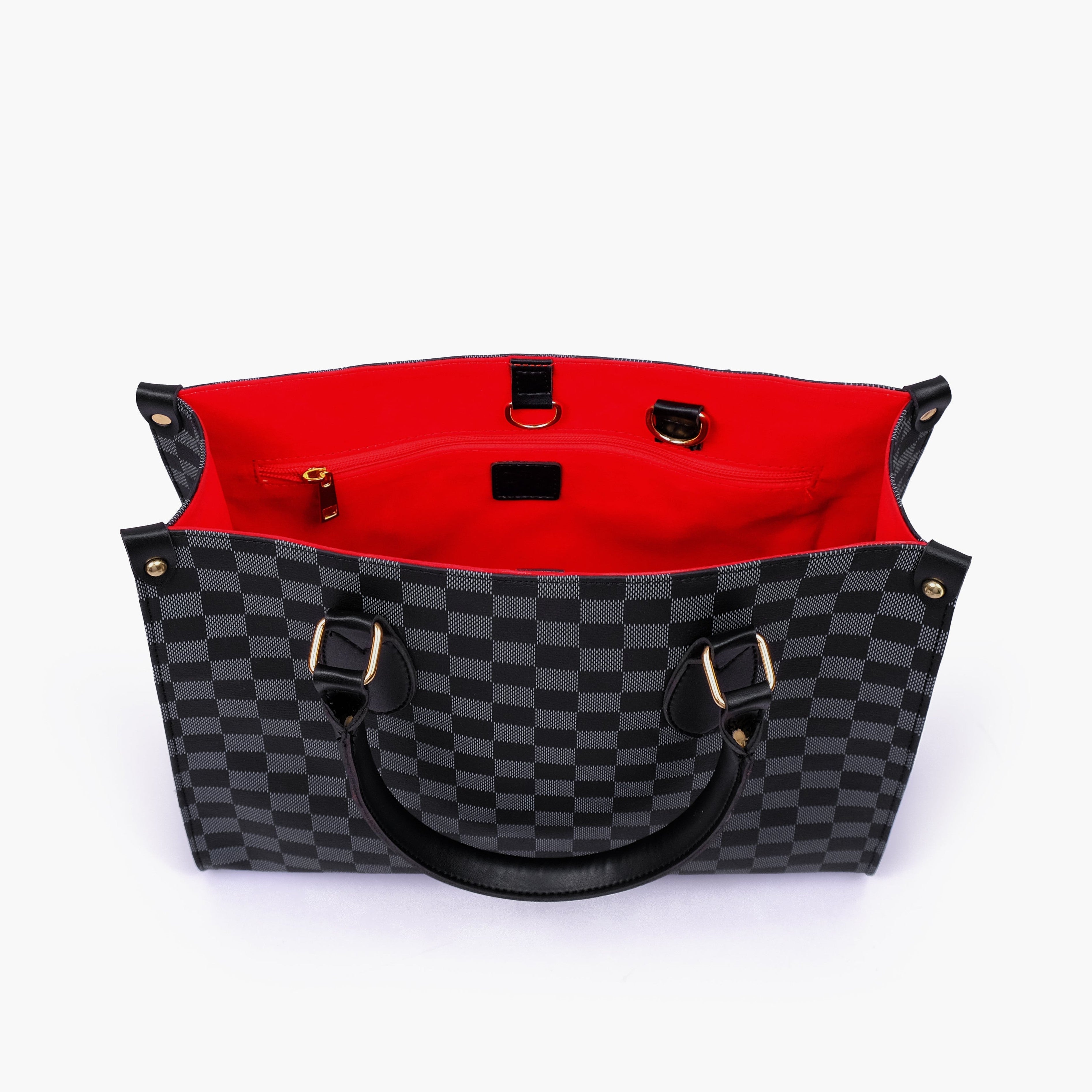 Black checkered everywear handbag
