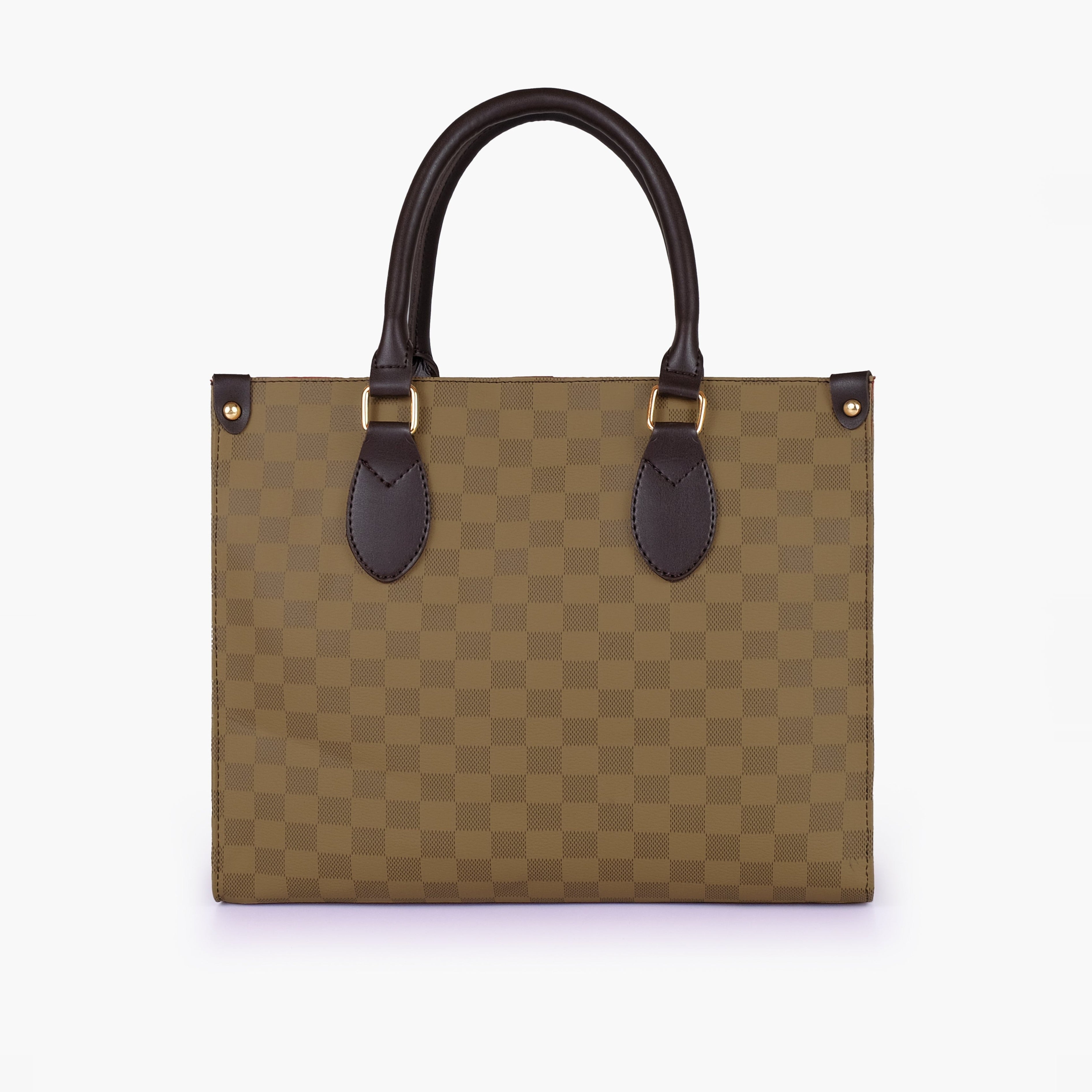 Brown checkered everywear handbag