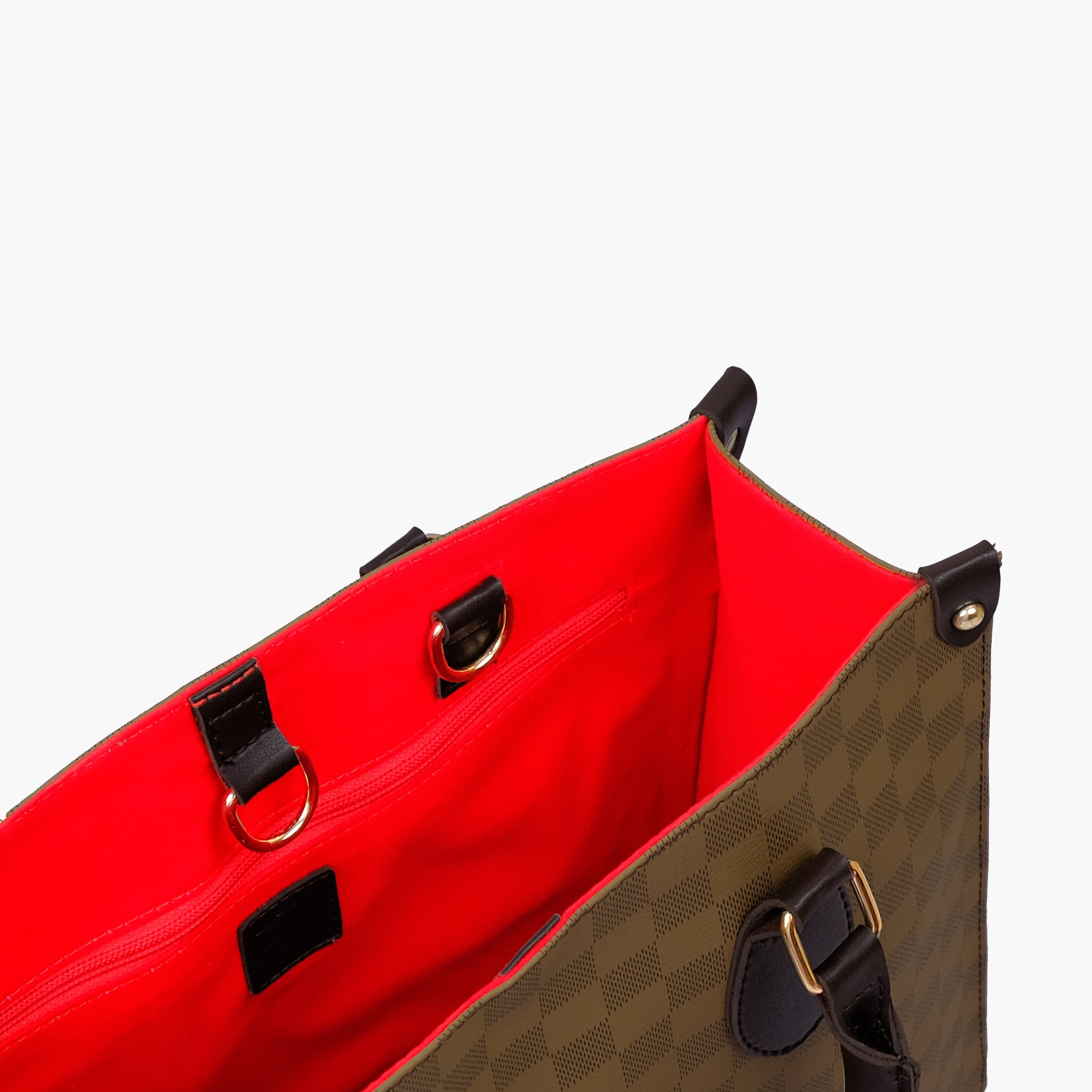 Brown checkered everywear handbag