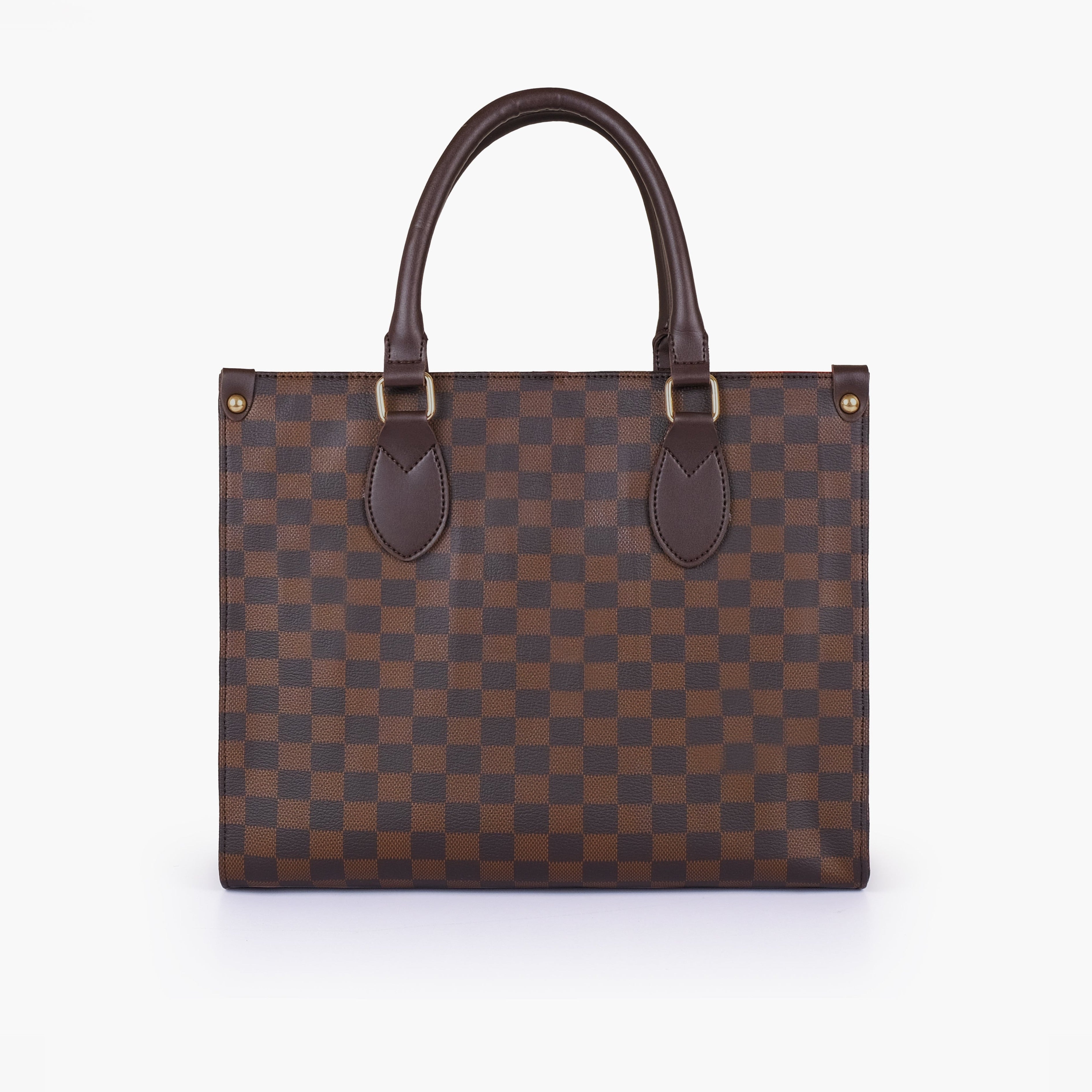 Dark brown checkered everywear handbag