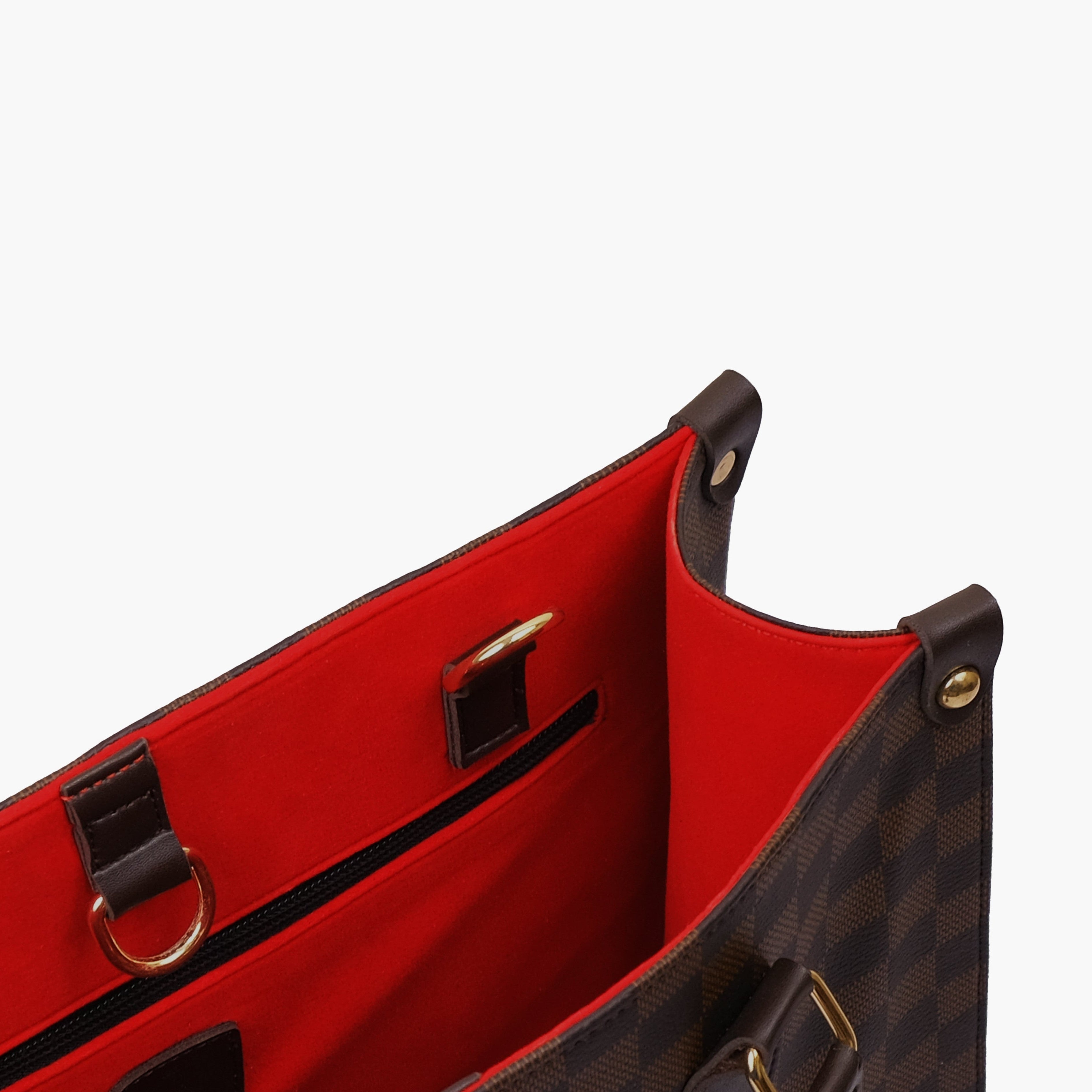 Dark brown checkered everywear handbag